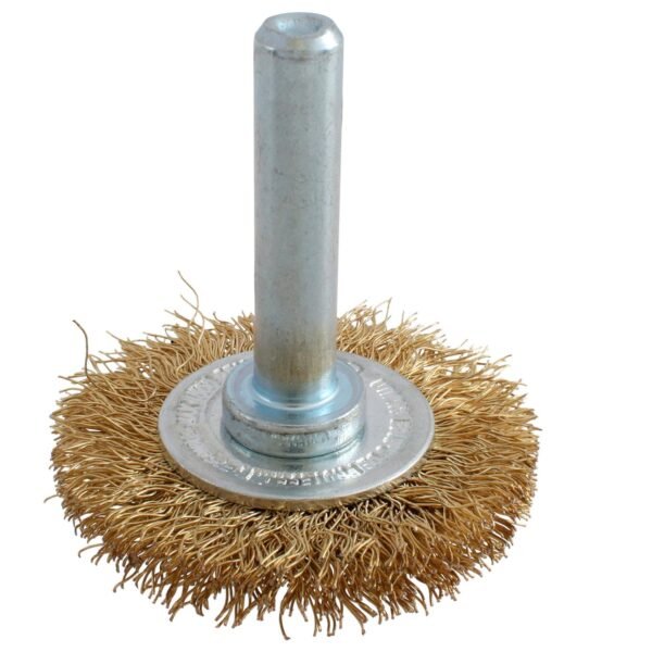 68807122 Carda circular ondulada alambre fino 4" x 0.17 mm con zanco 1/4" Urrea