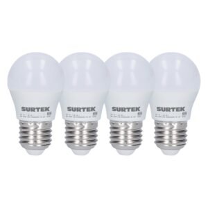 Paquete de 4 lamparas de LED tipo bulbo A19, 11 W luz de dia Surtek