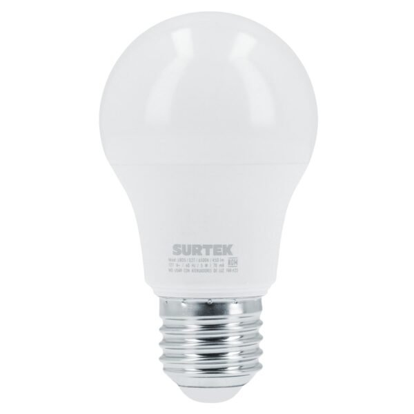 Lampara de LED tipo bulbo A19, 5 W luz de dia Surtek