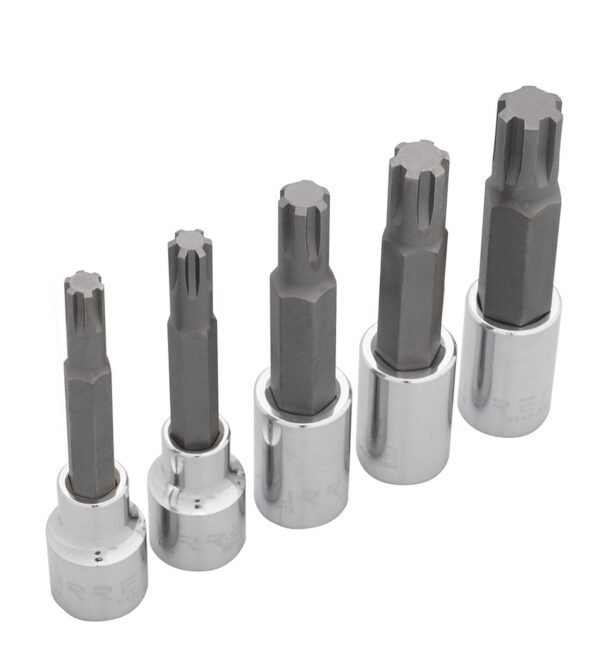 Juego de dados con punta ribe cuadro de 1/2", en riel, 5 piezas Urrea