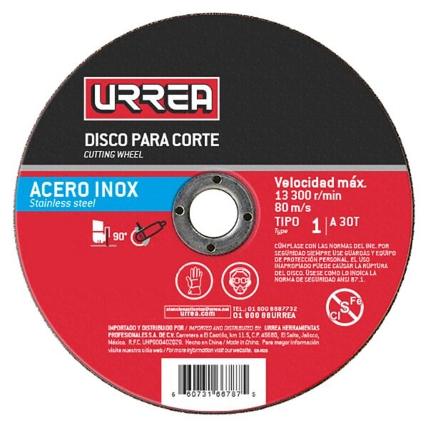 68808634 Disco abrasivo tipo 27 para acero inoxidable 4-1/2" x 1/4" Urrea