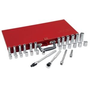 Juego de dados y accesorios cuadro de 3/8" metrico, 30 piezas Urrea