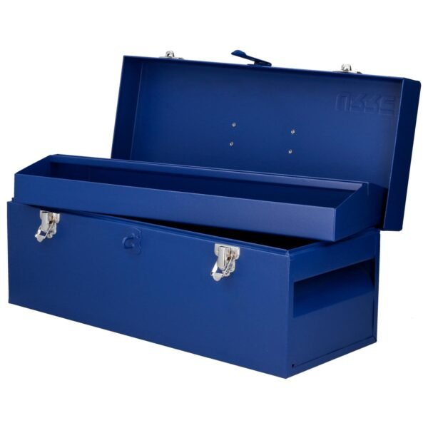 Caja portaherramientas metalica con asa plastica color azul 20" x 7" x 7" Urrea