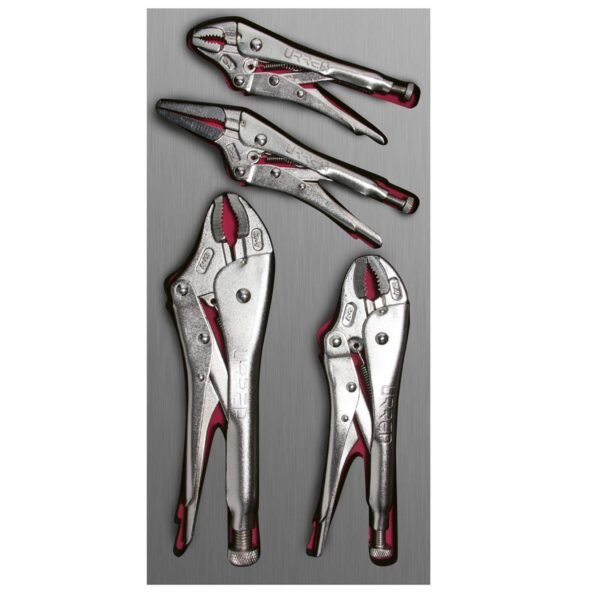 Juego de pinzas de presion 4 piezas, charola CH127L-C Urrea