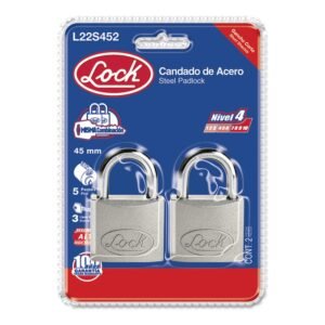 Juego de candados de acero cortos 45 mm, llave estandar, 2 piezas Lock