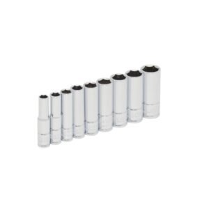 Juego de dados largos cuadro de 1/4", 6 puntas, metricos, 9 piezas Urrea