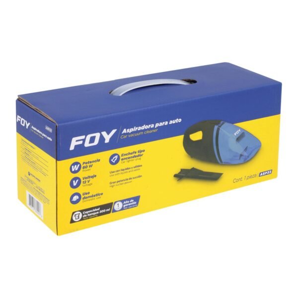 68812650 Aspiradora portatil para automovil 300 ml, 12 V Foy