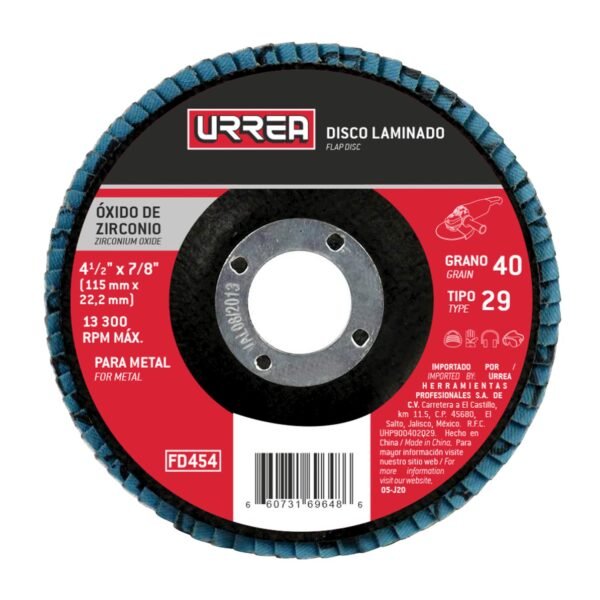 68805614 Disco laminado tipo 29 grano 60, 4-1/2" Urrea