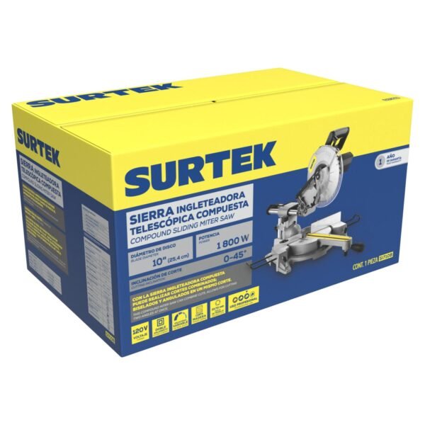 68806408 Sierra de inglete telescopica 10" 1800 W Surtek