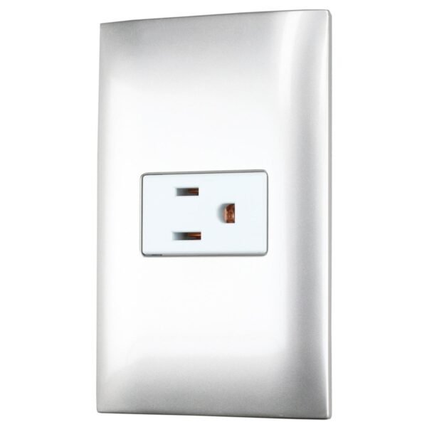 Placa 1 contacto 1/3, linea Americana, color plata Surtek