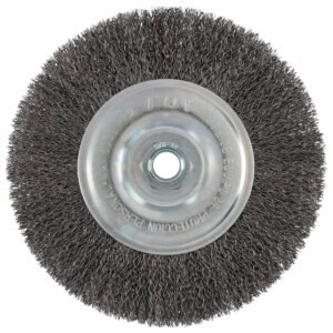 Carda circular ondulada alambre delgado 6" x 0.30 con rosca 5/8" Foy