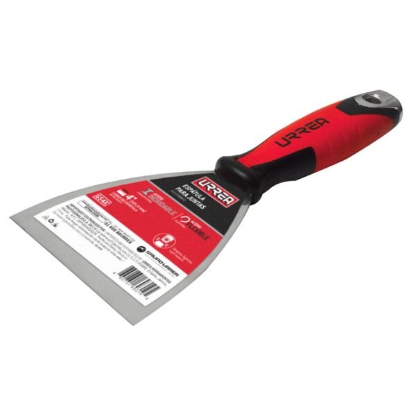 Espatula flexible de acero inoxidable con mango bimaterial 4" Urrea