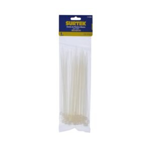 Cinchos plasticos 160 x 4.8 mm, tension 27 kg de 50 piezas, color natural Surtek