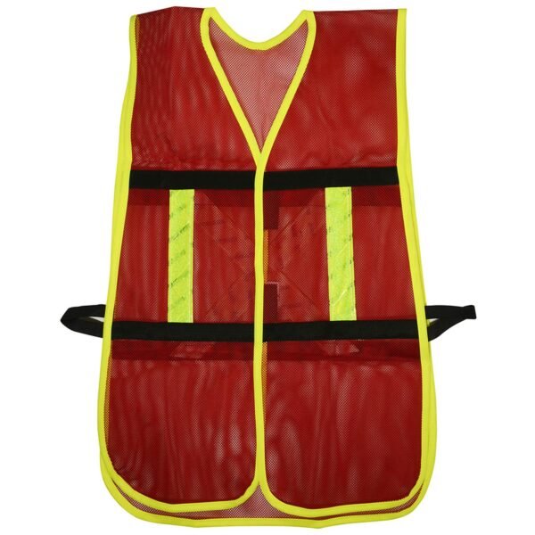 Chaleco de seguridad de malla de poliester con ajuste de doble gancho rojo unitalla Surtek