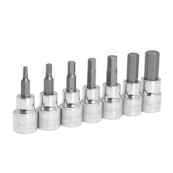 Juego de dados punta hexagonal cuadro de 3/8", metricos, 7 piezas Surtek