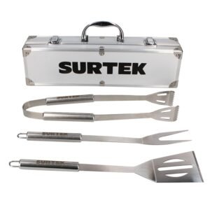 Kit de asado con estuche, mandil, guante y 3 utensilios Surtek