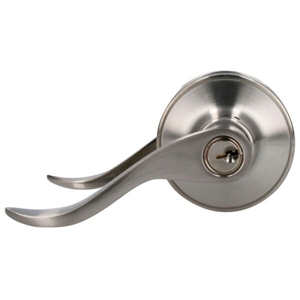 68807135 Manija tubular curva funcion entrada y recamara, niquel satinado, llave estandar, blister Lock