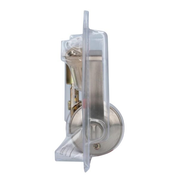 Manija tubular plana funcion entrada y recamara, niquel satinado, llave estandar, blister Lock