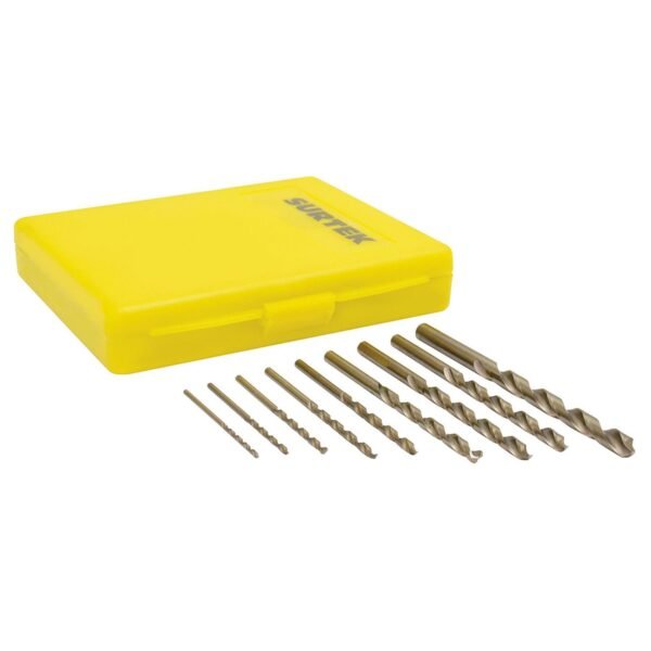 68810724 Juego de brocas con cobalto de acero de alta velocidad zanco recto, 10 piezas Surtek
