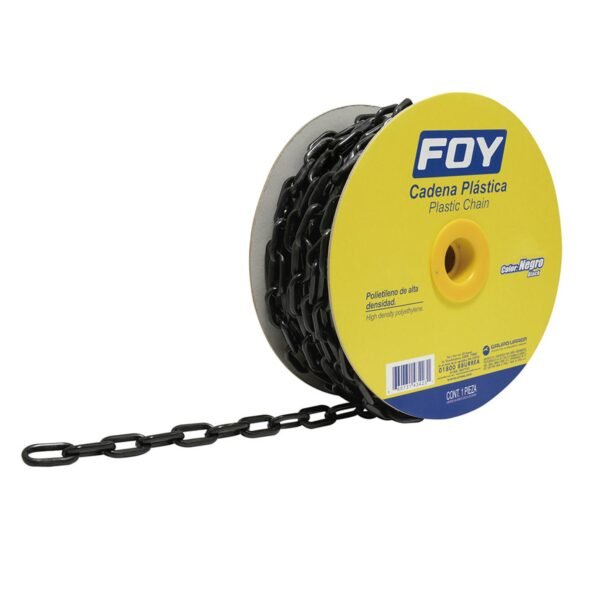 Cadena plastica calibre 3 mm de 50 m, color negro Foy