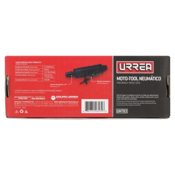 Moto-tool neumatico recto 1/4" 25,000RPM Urrea
