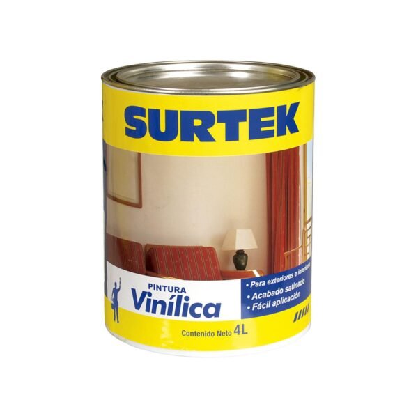 Cubeta de pintura vinilica 4 Lt color blanco Surtek