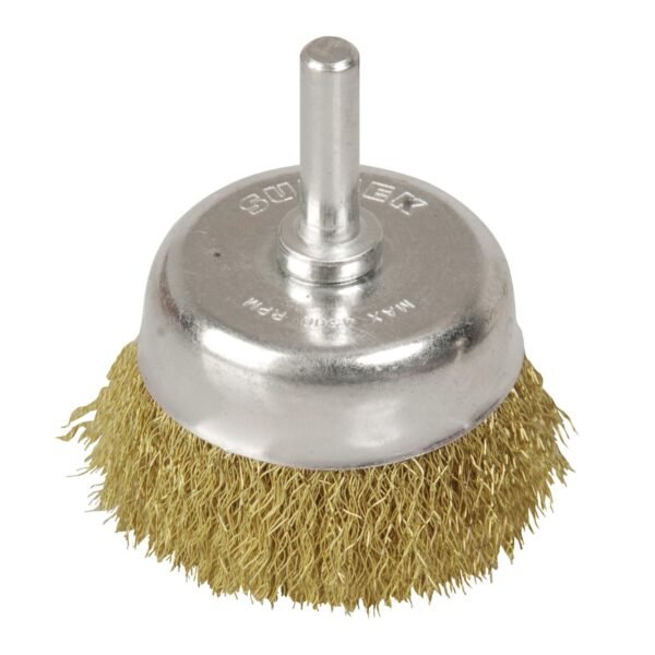 68813486 Carda copa ondulada alambre delgado 1-1/8" x 0.30 mm con zanco 1/4" Surtek