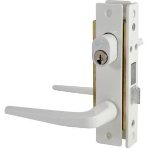 68807297 Cerradura clasica para puerta de aluminio funcion doble, blanco, llave estandar Lock